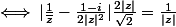 \iff |\frac{1}{\bar{z}}-\frac{1-i}{2|z|^2}|\frac{2|z|}{\sqrt{2}}= \frac{1}{|z|}